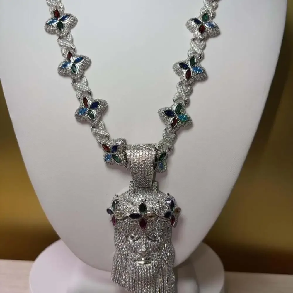 Icy Multi Colored Clover Pendant 20inch